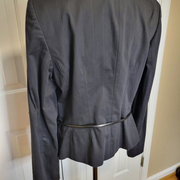 Calvin Klein Black Pinstripe Belted Blazer Size 12 - Picture 5 of 5